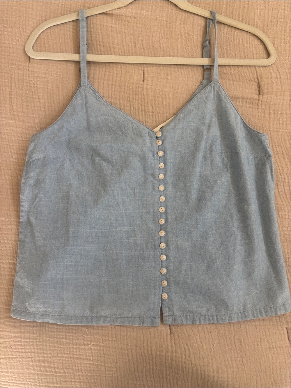 Madewell Light Blue Button-Front Spaghetti Strap Cami